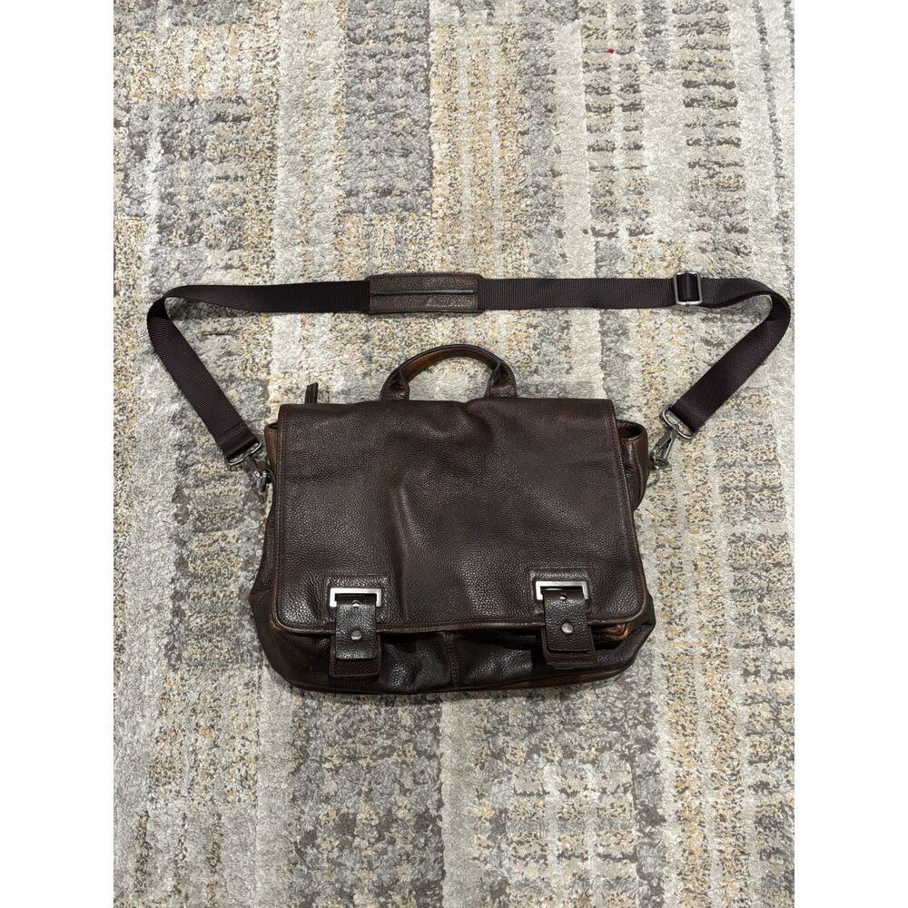 Banana Republic Mens Pebbled Brown Leather Messenger bag/briefcase… SOLD
